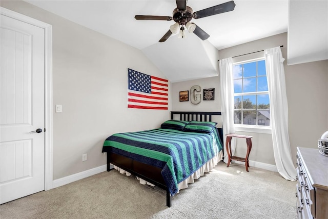 104 Double Cir, Burnet, TX 78611 - carpeted bedroom featuring vaulted ceiling and a ceiling fan