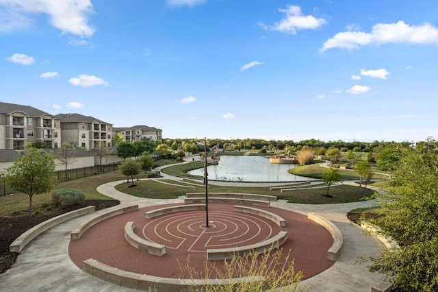 view of community featuring a water view