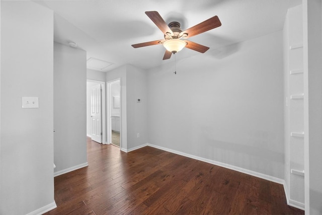 8909 Beatty Ct, Austin, TX 78749 - unfurnished room with a ceiling fan, baseboards, wood finished floors, and a smoke detector