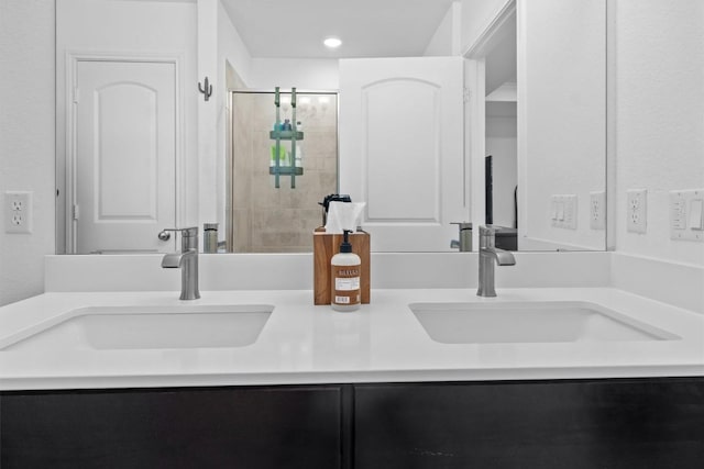 6809 Ellsworth Walk, Austin, TX 78724 - bathroom with double vanity and a tile shower