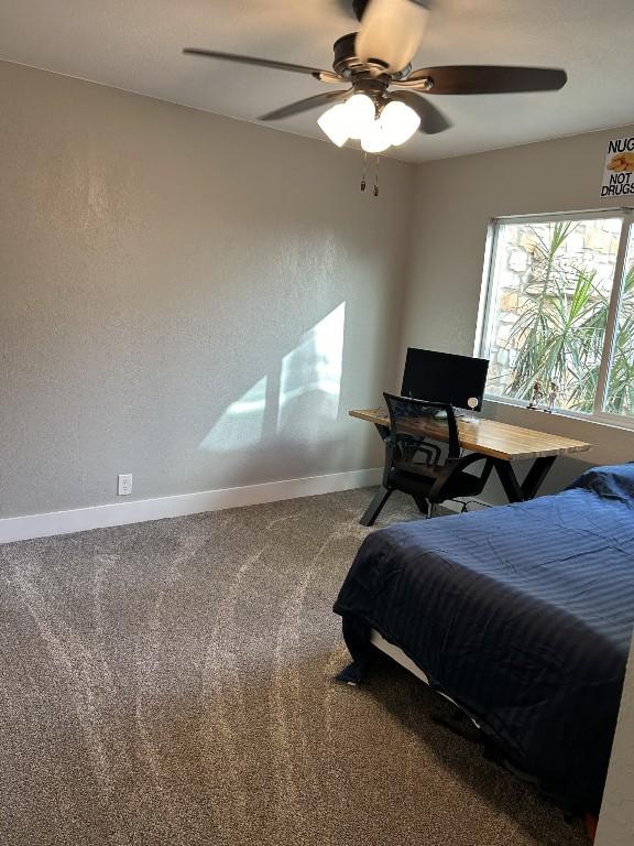 438 Eagle, Lakeway, TX 78734 - bedroom featuring baseboards, carpet flooring, and ceiling fan