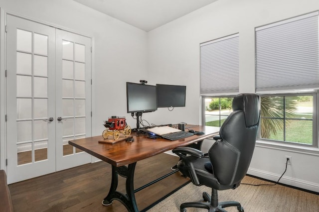 12705 Mitica Dr, Austin, TX 78739 - office with french doors, wood finished floors, and baseboards