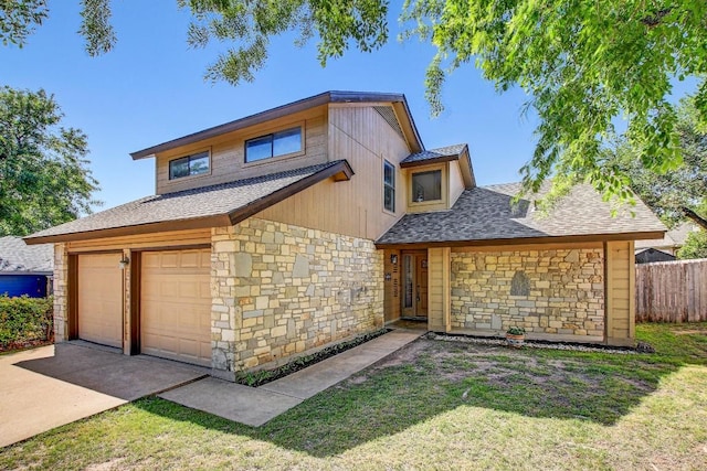 2109 Delvin Ln, Austin, TX 78728 - view of front of house featuring stone siding, roof with shingles, and an attached garage