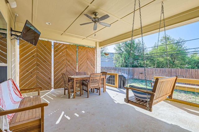 611 Algerita Dr, Georgetown, TX 78628 - view of patio / terrace with outdoor dining space and a ceiling fan