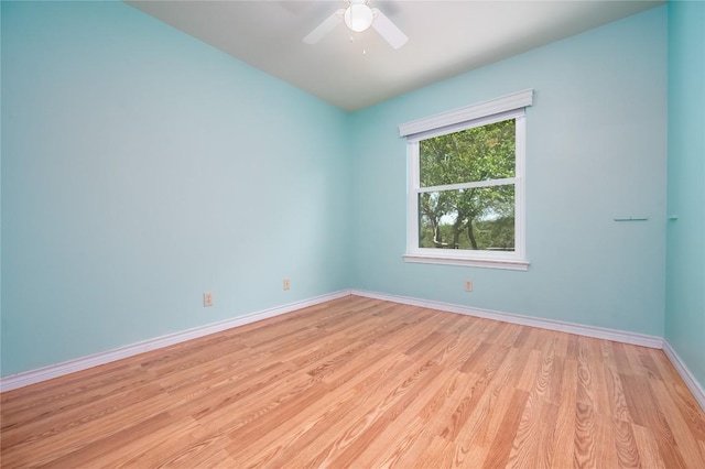 11134 Bonham Ranch Rd, Dripping Springs, TX 78620 - unfurnished room featuring light wood-type flooring, baseboards, and a ceiling fan