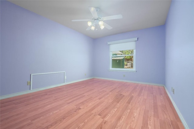 11134 Bonham Ranch Rd, Dripping Springs, TX 78620 - unfurnished room with light wood-type flooring, ceiling fan, and baseboards