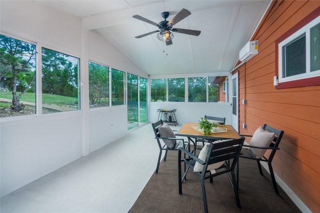 11134 Bonham Ranch Rd, Dripping Springs, TX 78620 - sunroom featuring ceiling fan, a wall mounted air conditioner, and outdoor dining space