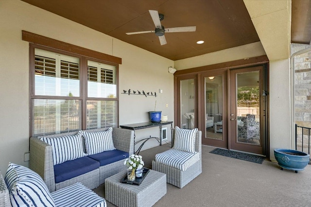 101 Amiata Ave Unit 104, Austin, TX 78734 - view of patio / terrace featuring ceiling fan and an outdoor living space