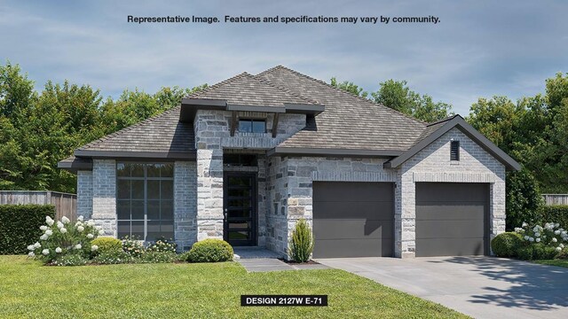 1224 Scenic Green Loop, Georgetown, TX 78628 - view of front facade with a garage, stone siding, concrete driveway, and brick siding