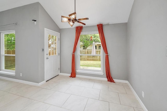 2616 Glenwood Trl, Cedar Park, TX 78613 - entrance foyer with a ceiling fan, baseboards, and vaulted ceiling