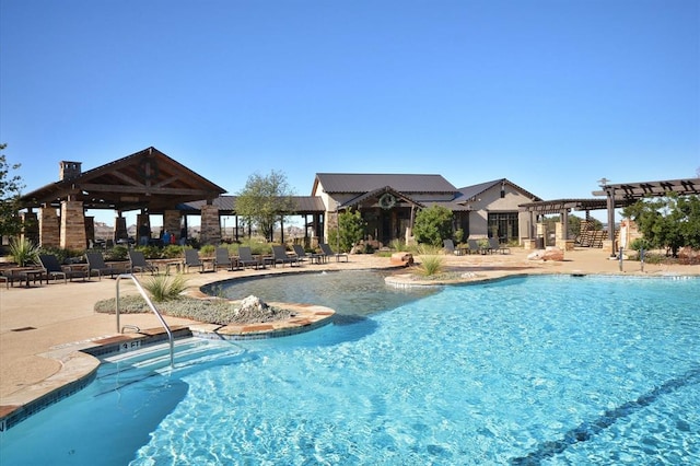 18705 Alonso Pl, Austin, TX 78738 - community pool featuring a pergola and a patio area