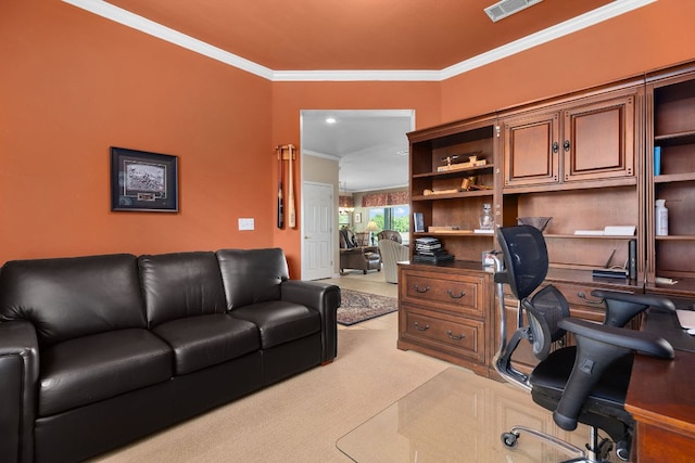 108 Chuckwagon Trl, Georgetown, TX 78633 - home office featuring crown molding and light carpet