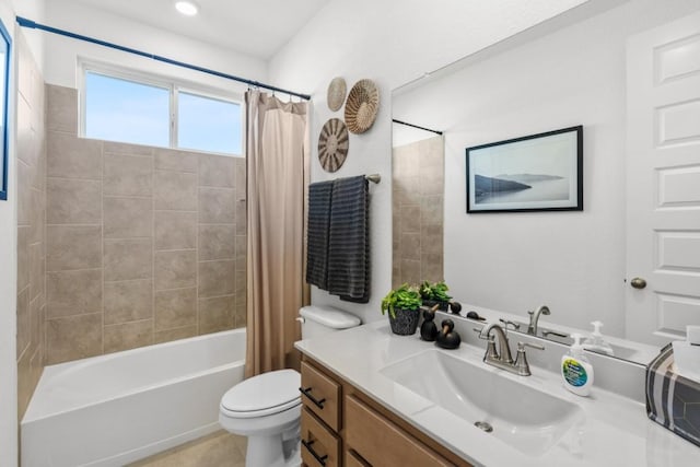 400 Veneta Ln, Georgetown, TX 78633 - bathroom featuring vanity, shower / bath combo, and tile patterned floors