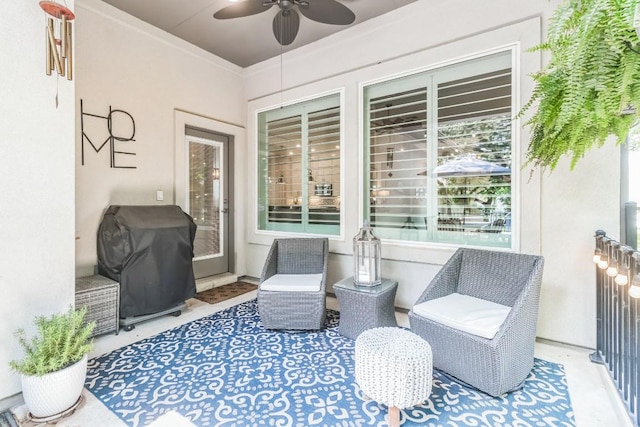 121 Monterey Oak Trl, Georgetown, TX 78628 - view of patio / terrace featuring a ceiling fan and grilling area