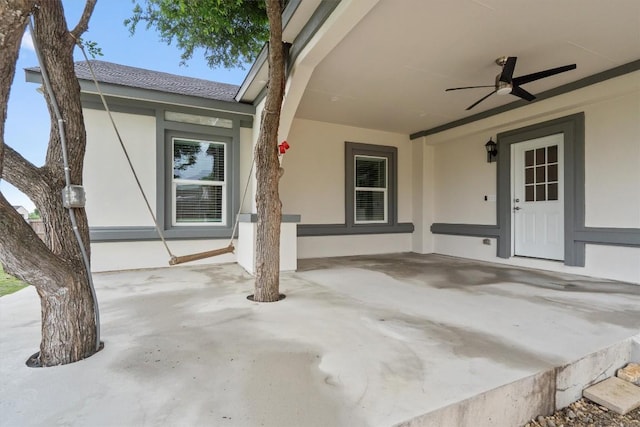 view of patio / terrace featuring a ceiling fan
