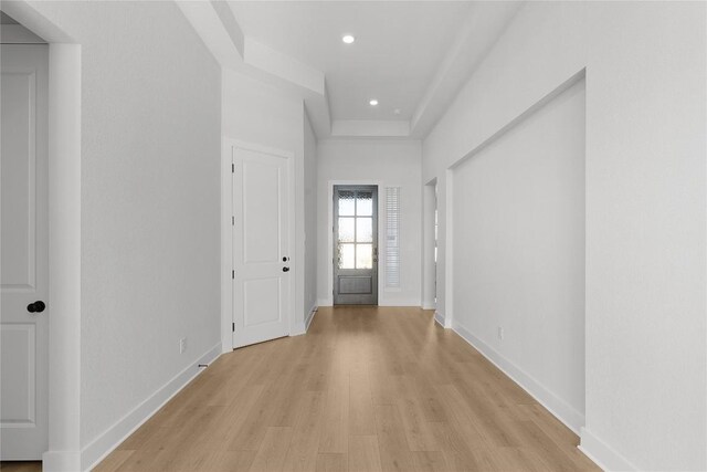 508 Raleigh Dr, Georgetown, TX 78633 - corridor with light wood-style flooring and recessed lighting