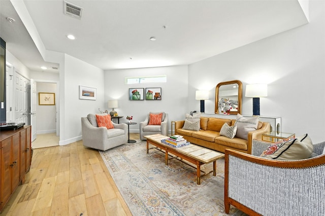 4001 Red River St Unit 2, Austin, TX 78751 - living room with baseboards, light wood-type flooring, recessed lighting, and visible vents