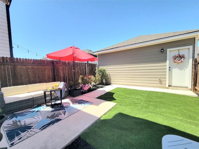 1765 Yaupon Grove Ln, Leander, TX 78641 - view of yard with a patio and outdoor lounge area