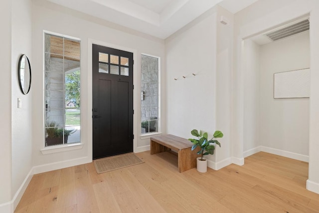 113 Oak Plaza Dr, Georgetown, TX 78628 - entrance foyer featuring visible vents, baseboards, and wood finished floors