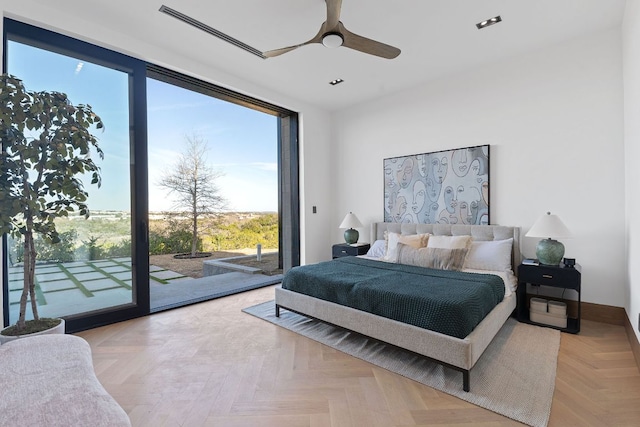 4816 Pecan Chase, Austin, TX 78738 - bedroom featuring access to outside and ceiling fan