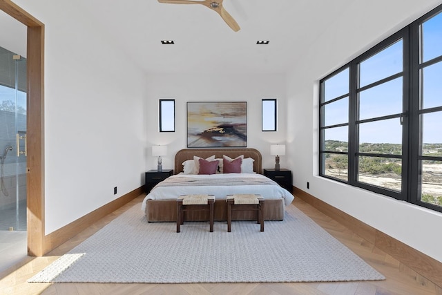 4816 Pecan Chase, Austin, TX 78738 - bedroom featuring multiple windows, baseboards, and a ceiling fan