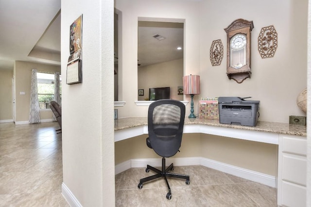 1904 Cactus Mound Dr, Leander, TX 78641 - tiled home office with built in study area and baseboards
