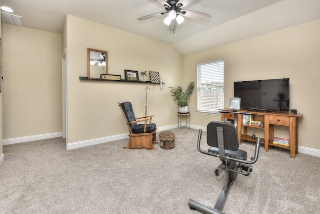 1904 Cactus Mound Dr, Leander, TX 78641 - carpeted office with a ceiling fan and vaulted ceiling