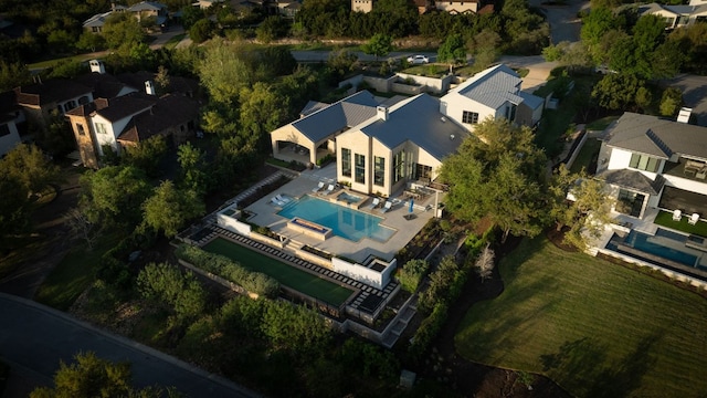 aerial view featuring a residential view