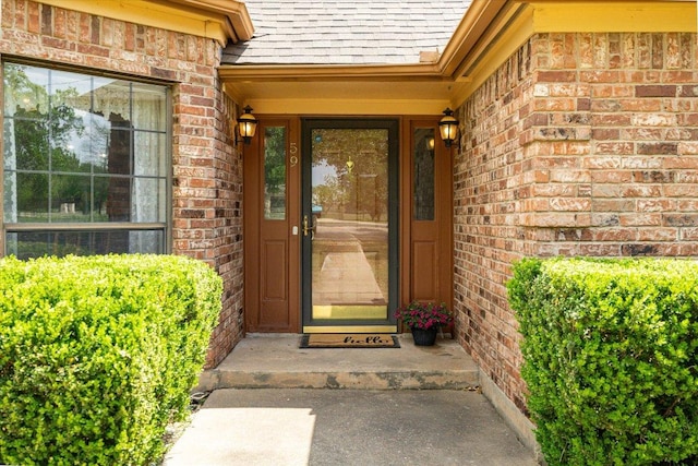 59 Fairview Dr, Round Rock, TX 78665 - property entrance featuring a shingled roof and brick siding