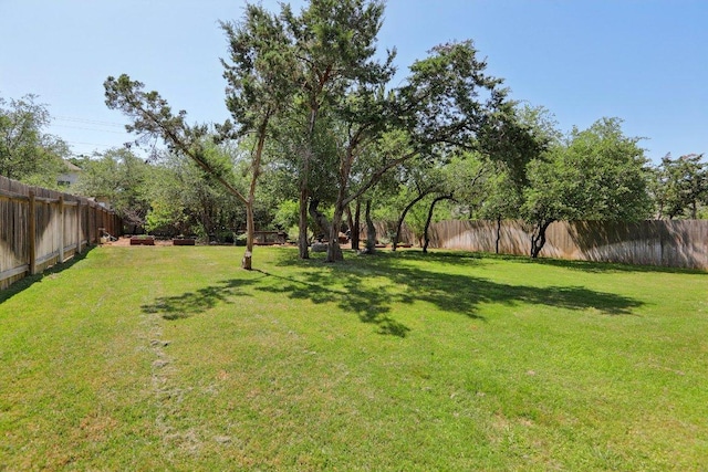 view of yard with a fenced backyard