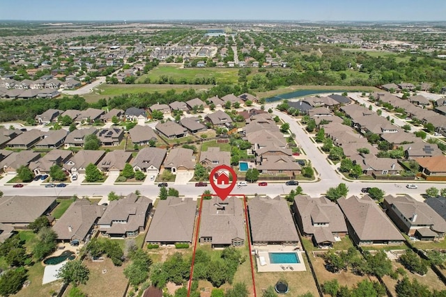 aerial view with a residential view