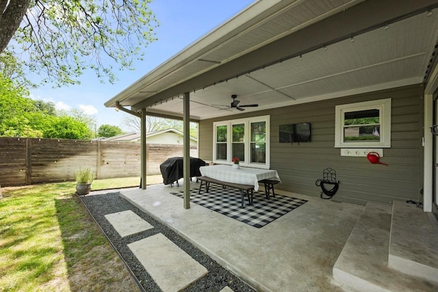 1403 E 16th St, Georgetown, TX 78626 - view of patio / terrace with ceiling fan and area for grilling