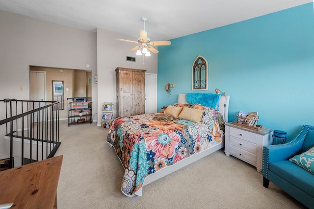 8200 Neely Dr Unit 217, Austin, TX 78759 - bedroom with carpet floors, a ceiling fan, and high vaulted ceiling