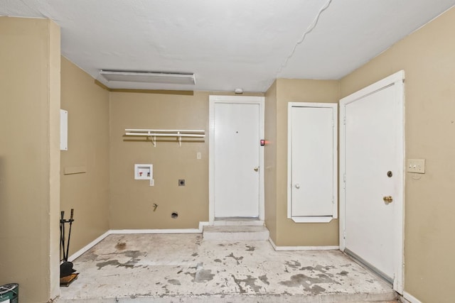 11414 Ptarmigan Dr, Austin, TX 78758 - laundry room featuring electric dryer hookup, hookup for a washing machine, and baseboards