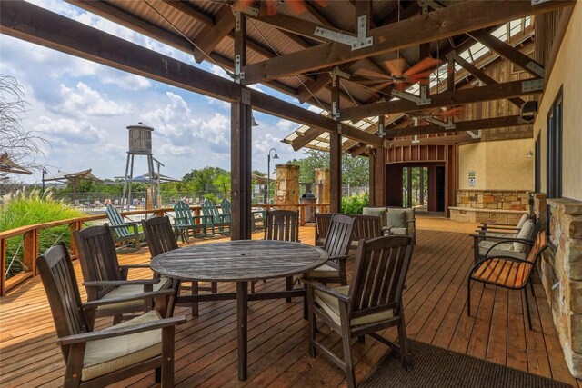 505 Saturnia Dr, Georgetown, TX 78628 - wooden terrace with outdoor dining area
