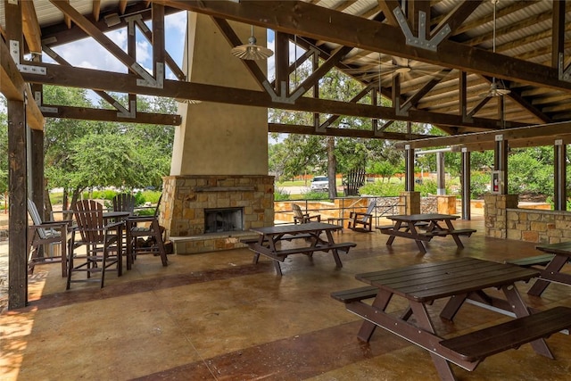 505 Saturnia Dr, Georgetown, TX 78628 - view of patio / terrace with a gazebo and an outdoor stone fireplace
