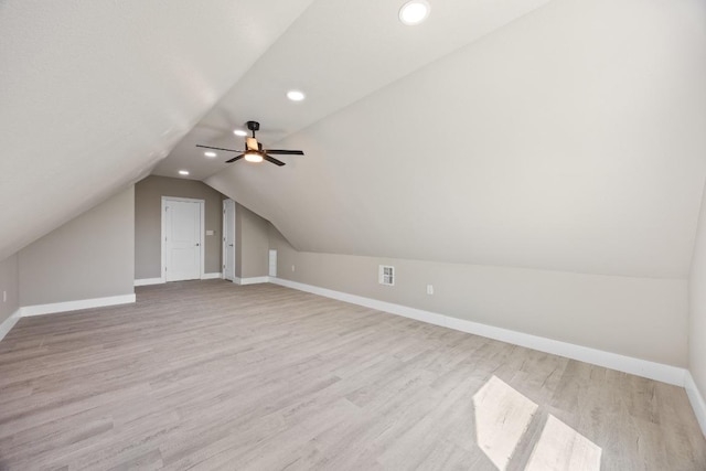 7 Harmony Ln, Wimberley, TX 78676 - bonus room featuring lofted ceiling, recessed lighting, light wood-style flooring, and ceiling fan