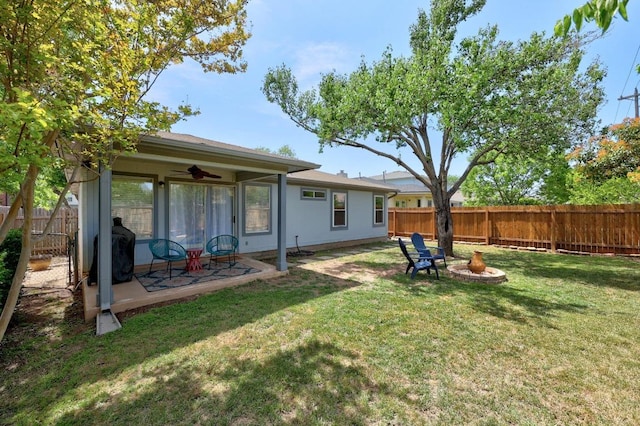 1713 Lloydminister Way, Cedar Park, TX 78613 - back of house with a ceiling fan, a fire pit, and a patio