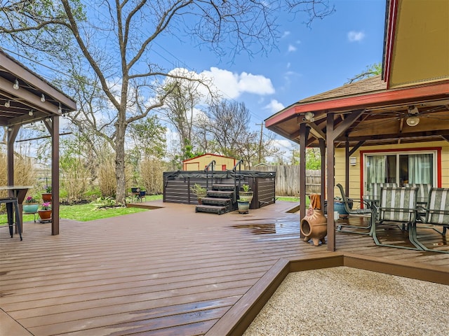 822 Hermitage Dr, Austin, TX 78753 - wooden deck with a hot tub and fence
