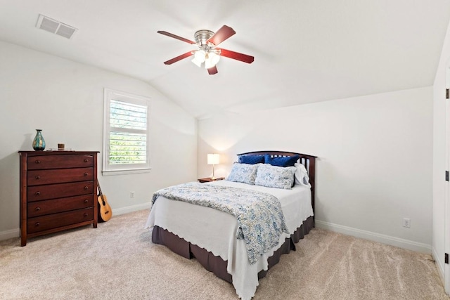 16216 Zagros Way, Austin, TX 78738 - bedroom with vaulted ceiling, light carpet, and ceiling fan