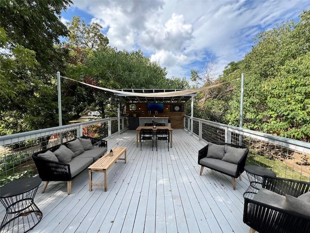 2102 E Martin Luther King Jr Blvd, Austin, TX 78702 - wooden terrace featuring outdoor lounge area and outdoor dining space