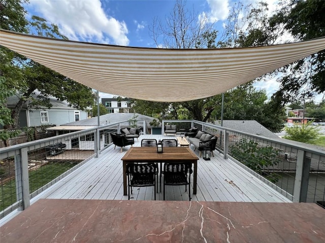 2102 E Martin Luther King Jr Blvd, Austin, TX 78702 - wooden deck featuring an outdoor living space and outdoor dining area