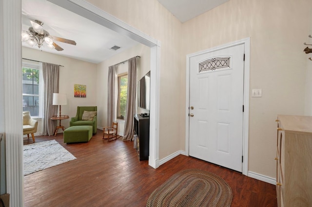1503 Hart St, Georgetown, TX 78626 - entryway with plenty of natural light, wood finished floors, and a ceiling fan