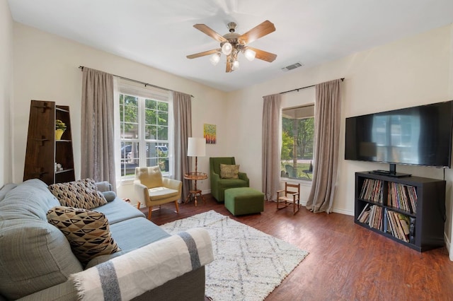 1503 Hart St, Georgetown, TX 78626 - living room with a ceiling fan and wood finished floors