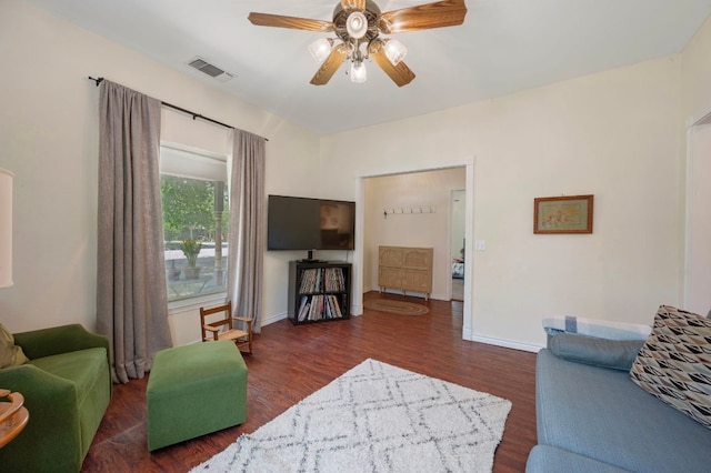 1503 Hart St, Georgetown, TX 78626 - living area with a ceiling fan and wood finished floors