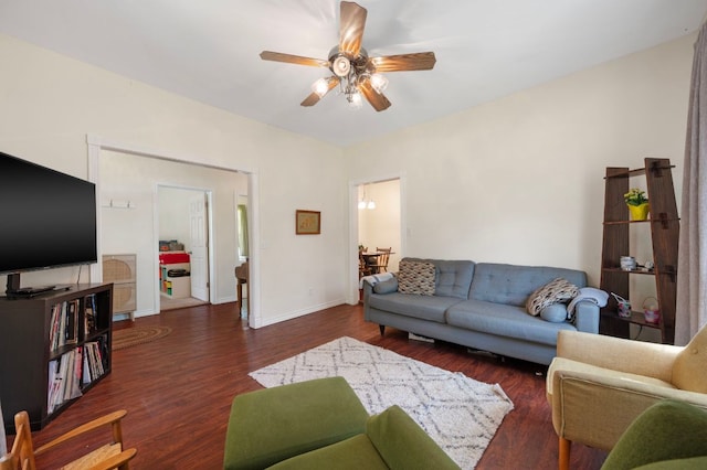 1503 Hart St, Georgetown, TX 78626 - living room featuring a ceiling fan and wood finished floors