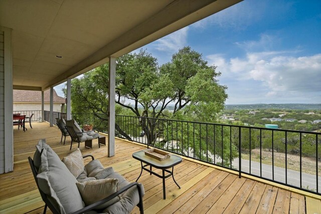 3225 Eisenhower Ave, Lago Vista, TX 78645 - deck featuring an outdoor hangout area