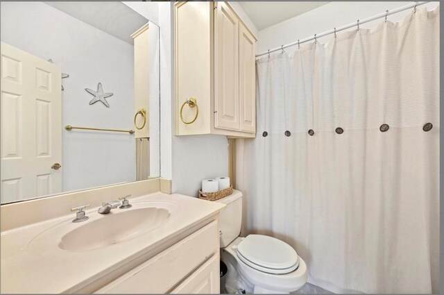 3225 Eisenhower Ave, Lago Vista, TX 78645 - full bath with toilet, vanity, and a shower with shower curtain