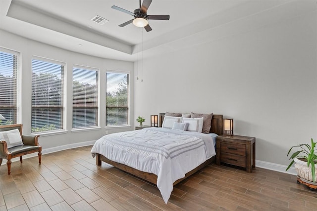 3912 Logan Ridge Dr, Cedar Park, TX 78613 - bedroom with baseboards, visible vents, multiple windows, and a raised ceiling