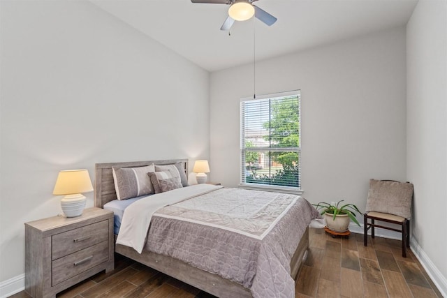3912 Logan Ridge Dr, Cedar Park, TX 78613 - bedroom featuring baseboards, ceiling fan, and dark wood-style floors